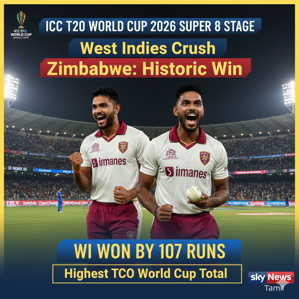 சிம்பாப்வேயை துவம்சம் செய்தது மேற்கிந்திய தீவுகள்! உலகக் கிண்ண வரலாற்றில் புதிய சாதனை!