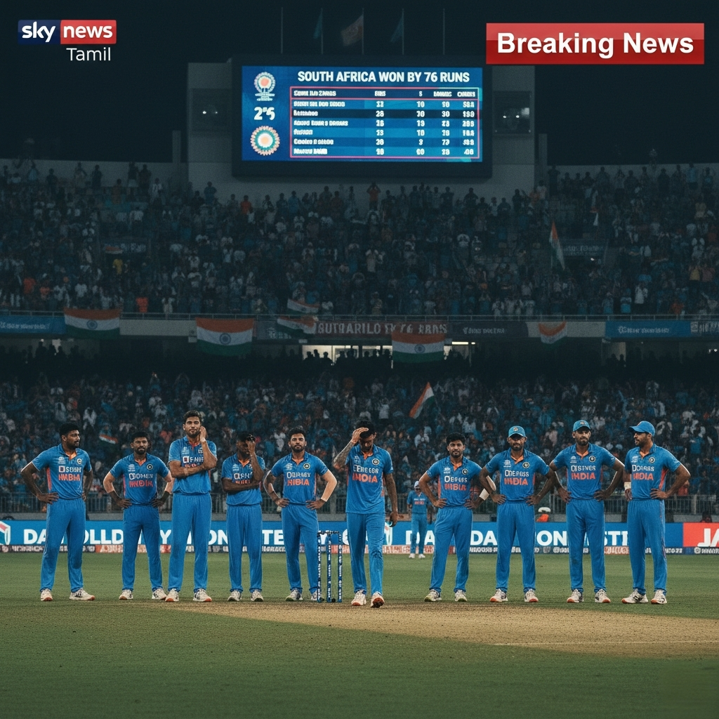 உலகக் கிண்ண T20: இந்தியாவுக்கு அதிர்ச்சி தோல்வி! தென்னாப்பிரிக்காவிடம் 76 ஓட்டங்களால் வீழ்ந்தது!