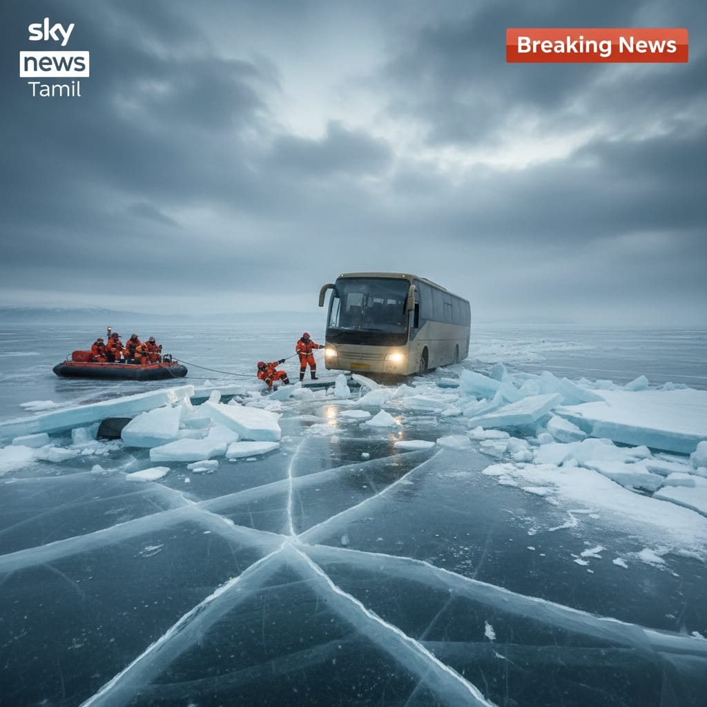 சைபீரியாவில் பயங்கரம்: உறைந்த ஏரிக்குள் பஸ் மூழ்கி 7 சீன சுற்றுலாப் பயணிகள் பலி!