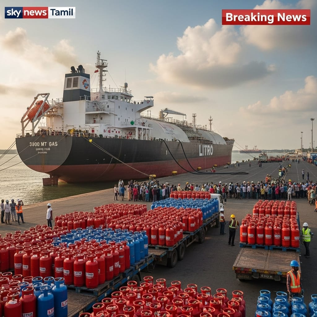 எரிவாயு தட்டுப்பாட்டுக்கு விடிவு? 3,900 மெட்ரிக் டன் எரிவாயு கப்பல் வருகை!கொழும்பு