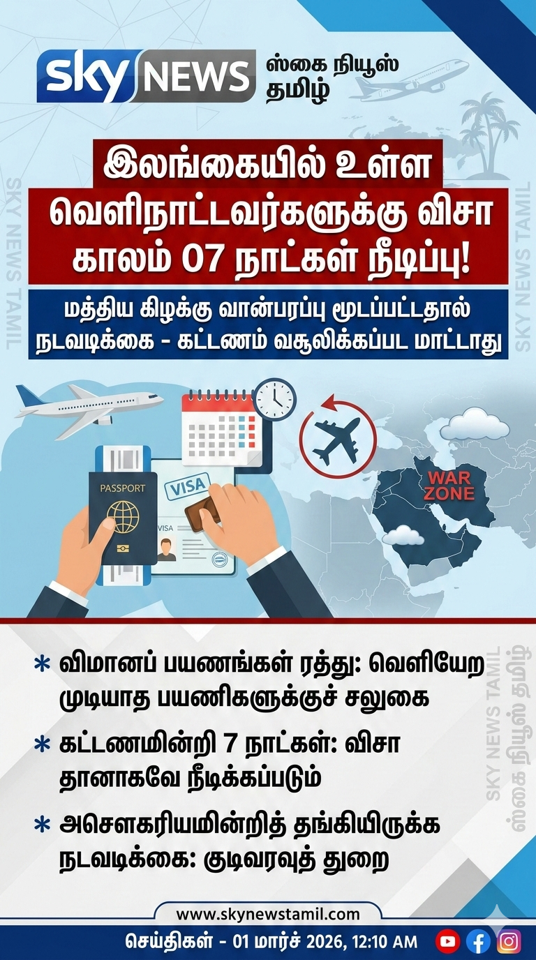 இலங்கையில் தங்கியுள்ள வெளிநாட்டவர்களுக்கு நிவாரணம்: விசா தானாக நீடிப்பு!